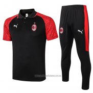 Conjunto Polo AC Milan 2020-2021 Negro