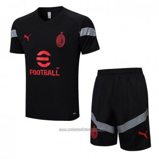 Chandal del AC Milan Manga Corta 2022-2023 Negro - Pantalon Corto