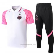 Conjunto Polo Paris Saint-Germain Jordan 2020-2021 Blanco y Rosa