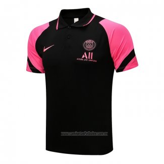 Camiseta Polo del Paris Saint-Germain 2021-2022 Negro y Rosa