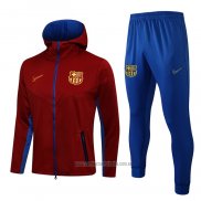 Chandal con Capucha del Barcelona 2021-2022 Rojo