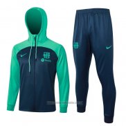 Chandal con Capucha del Barcelona 2023-2024 Azul y Verde