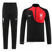 Chandal de Chaqueta del Corea del Sur 2022-2023 Negro y Rojo