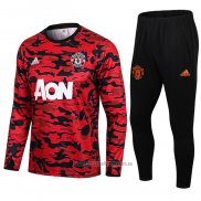 Chandal de Sudadera del Manchester United 2021 Rojo y Negro