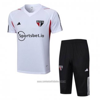 Chandal del Sao Paulo Manga Corta 2023-2024 Blanco - Pantalon Corto