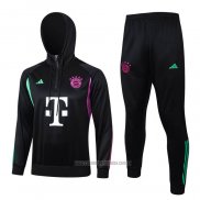 Chandal de Sudadera del Bayern Munich 2023-2024 Negro y Blanco