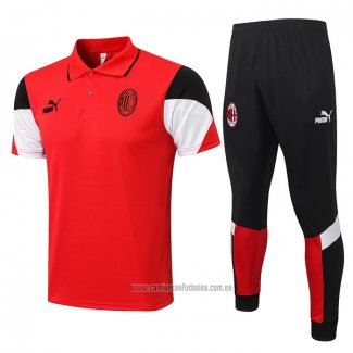 Conjunto Polo del AC Milan 2021-2022 Rojo