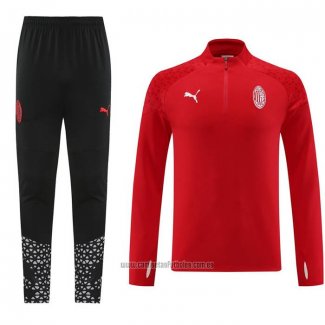 Chandal de Sudadera del AC Milan 2023-2024 Rojo Oscuro