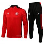 Chandal de Chaqueta del Manchester United 2021-2022 Rojo y Negro