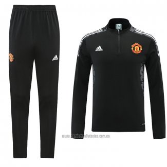 Chandal de Sudadera del Manchester United 2021-2022 Negro