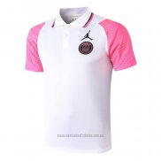 Camiseta Polo del Paris Saint-Germain 2020-2021 Blanco y Rosa