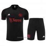 Chandal del Manchester United Manga Corta 2023-2024 Negro - Pantalon Corto