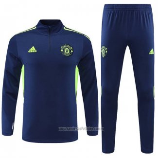 Chandal de Sudadera del Manchester United 2022-2023 Azul y Verde